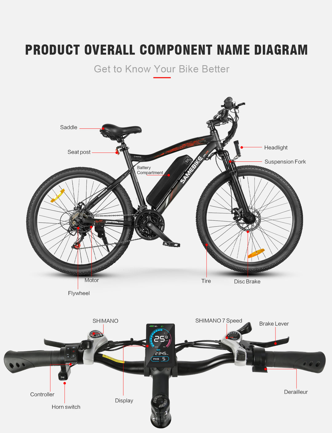 Samebike SY26-II kalnų elektrinis dviratis