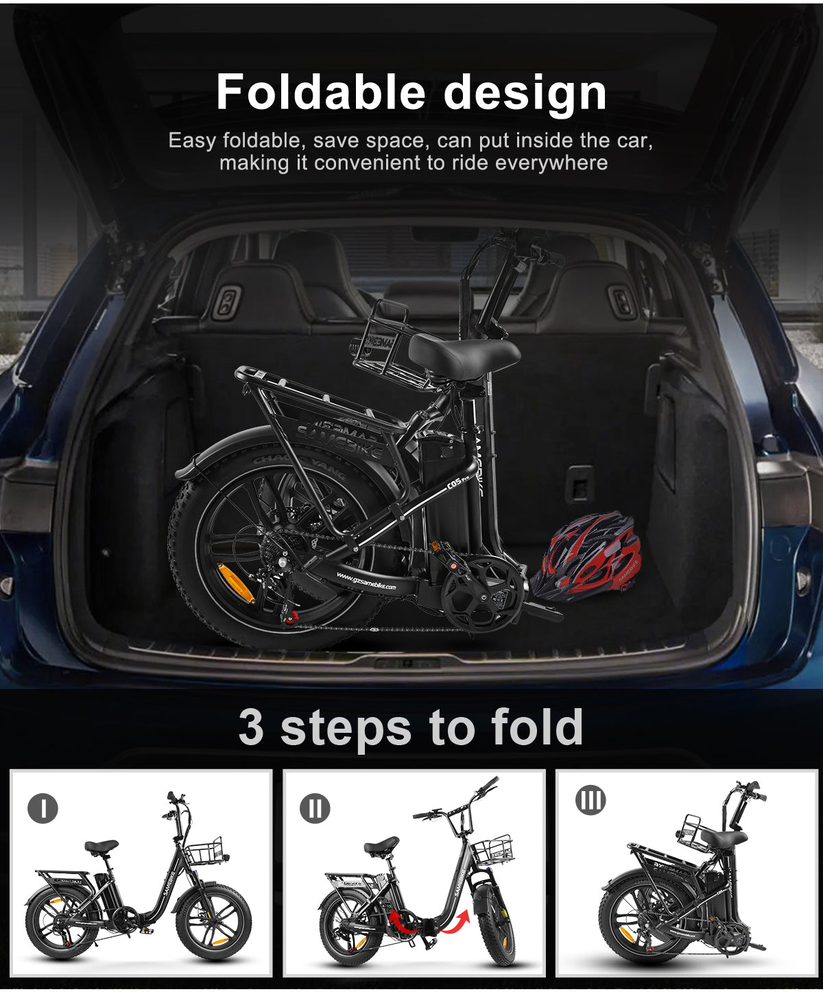 SAMEBIKE C05 PRO Sulanksomas Elektrinis Dviratis