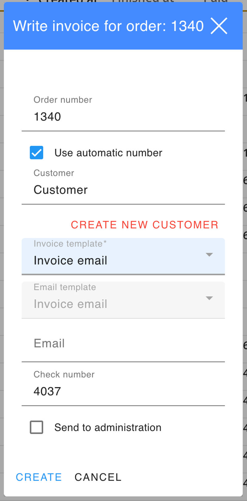 Invoice form in POS