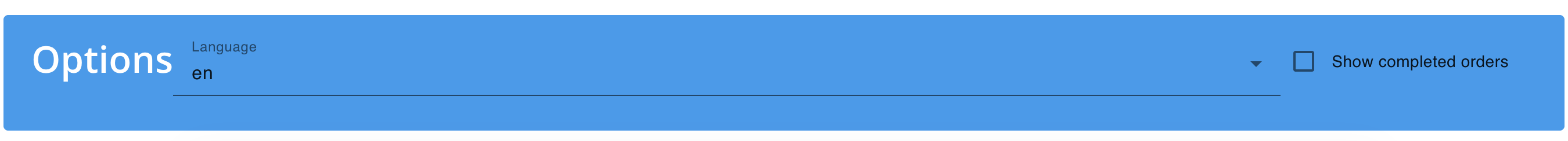 Kitchen display options — language and completed orders