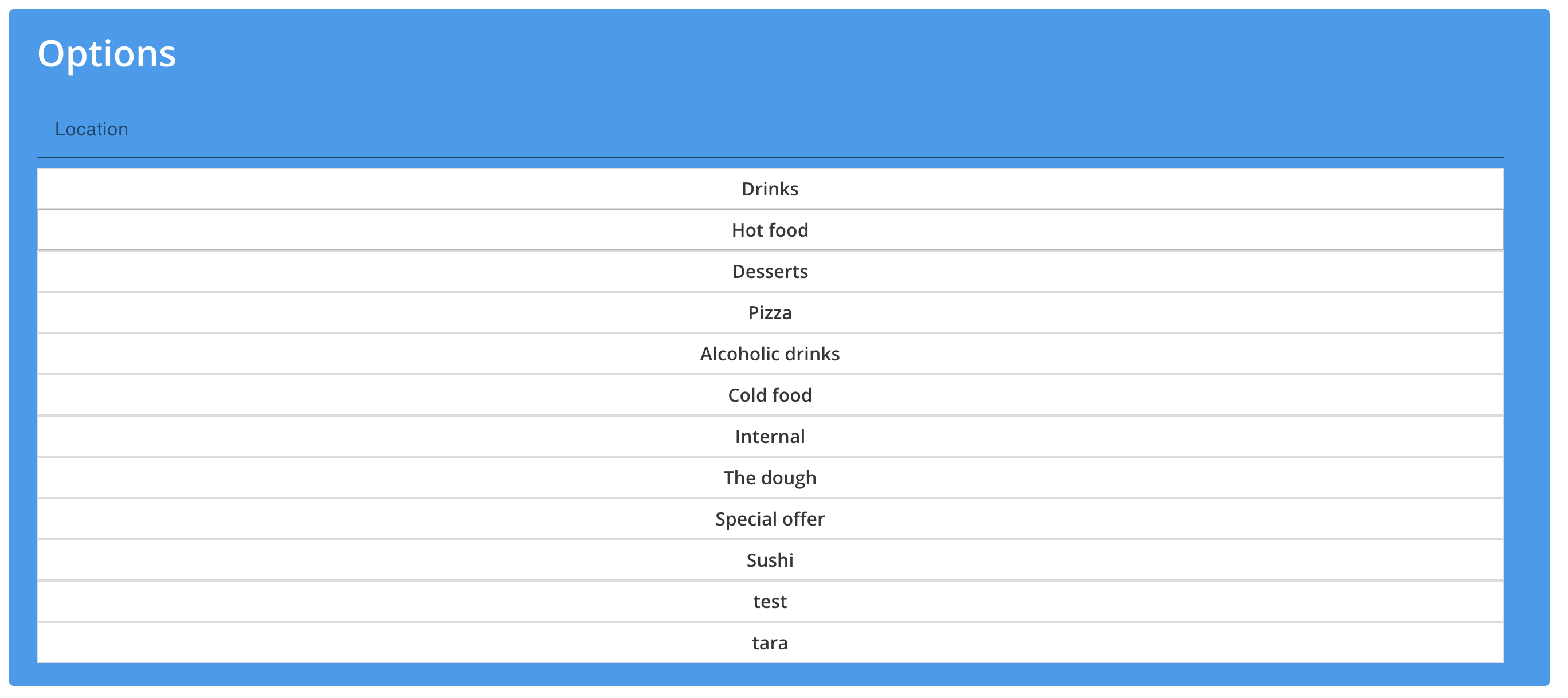 Kitchen category filter