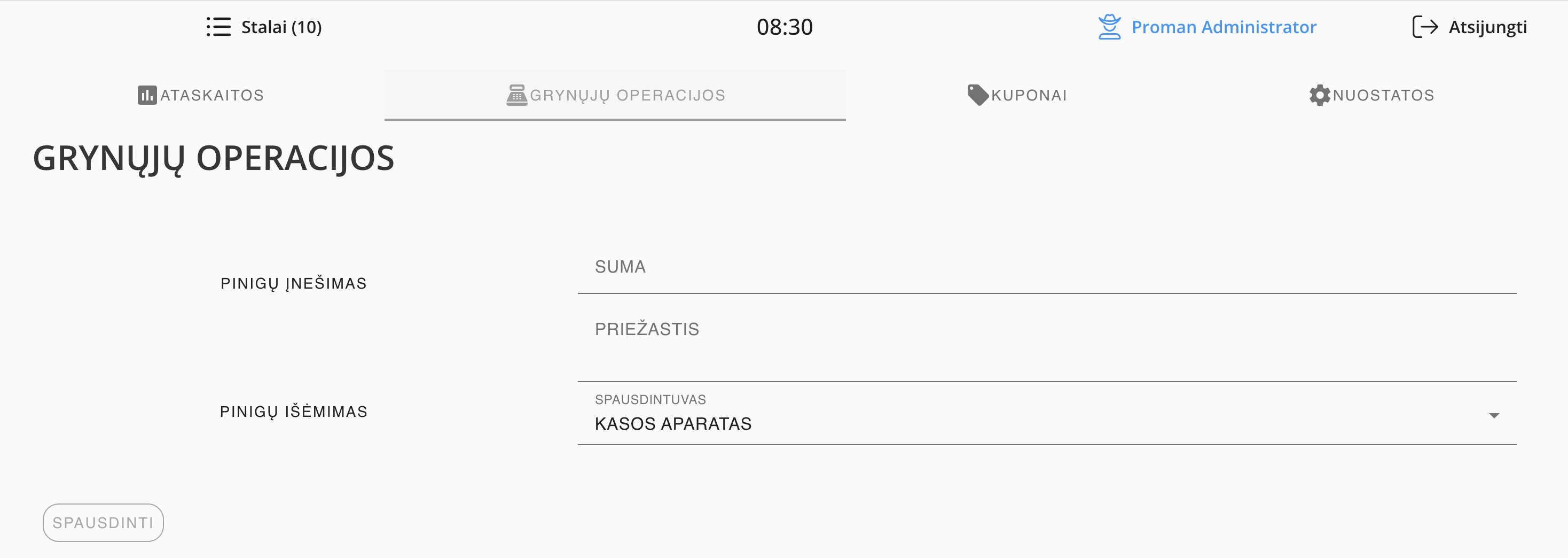 Cash operations